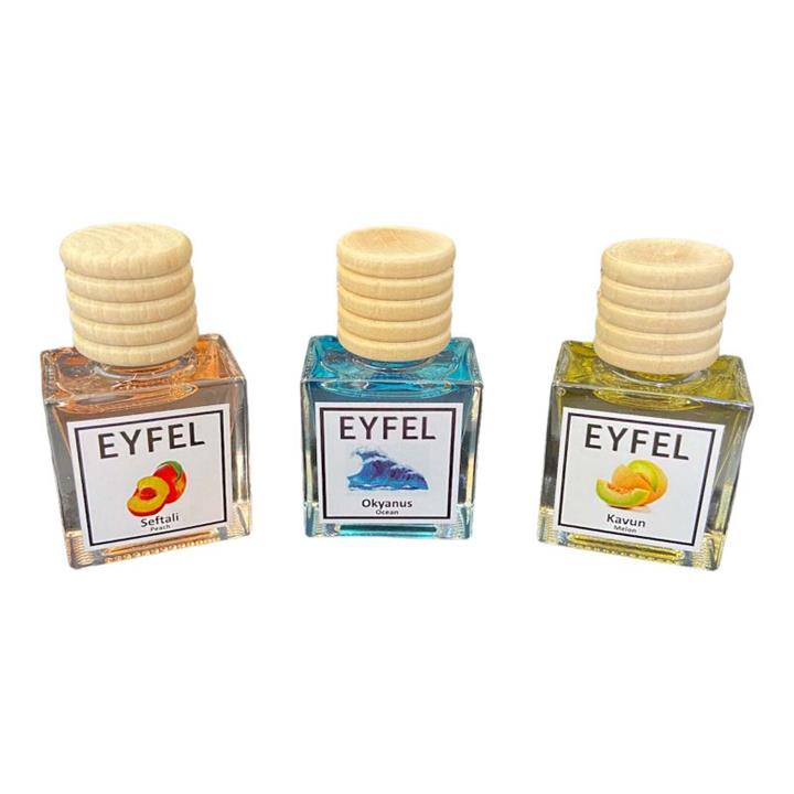 خوشبوکننده هوا خودرو ایفل مدل هلو و طالبی و اقیانوس کد Peach-Melon-Ocean حجم 10 میلی لیتر بسته 3 عددی